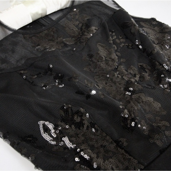 NWT Rouge! Mesh Sparkly Sequin Fit & Flare Dress in Black, Sz. S - Picture 8 of 10